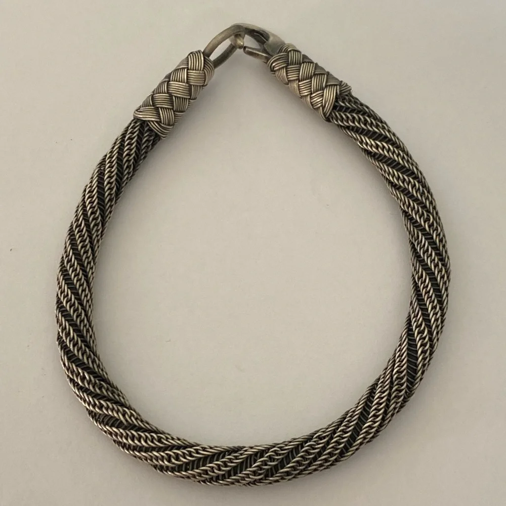 925 Silver 7.75” 5mm bracelet handmade braid wire unisex